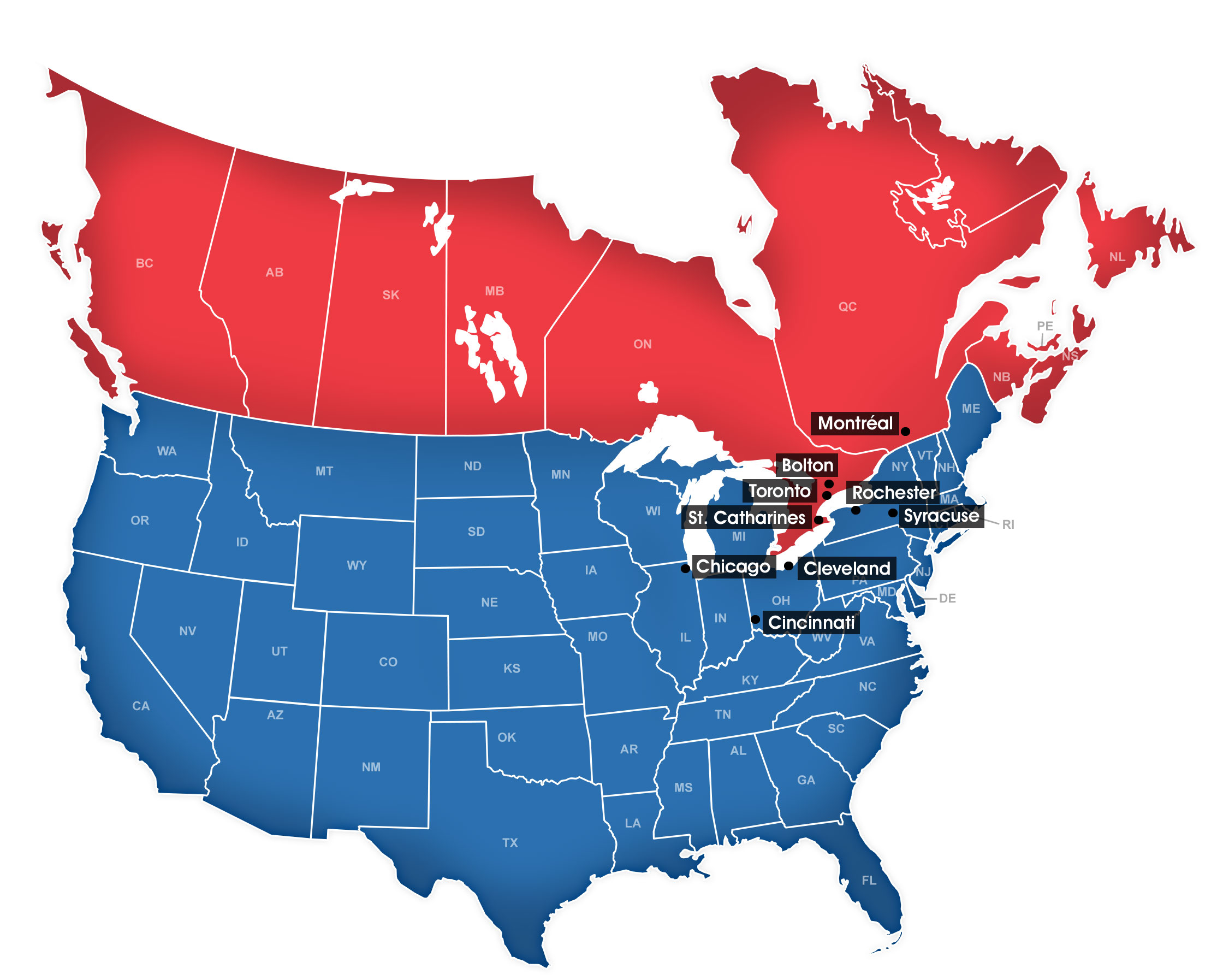 Canada, USA, North America Cities