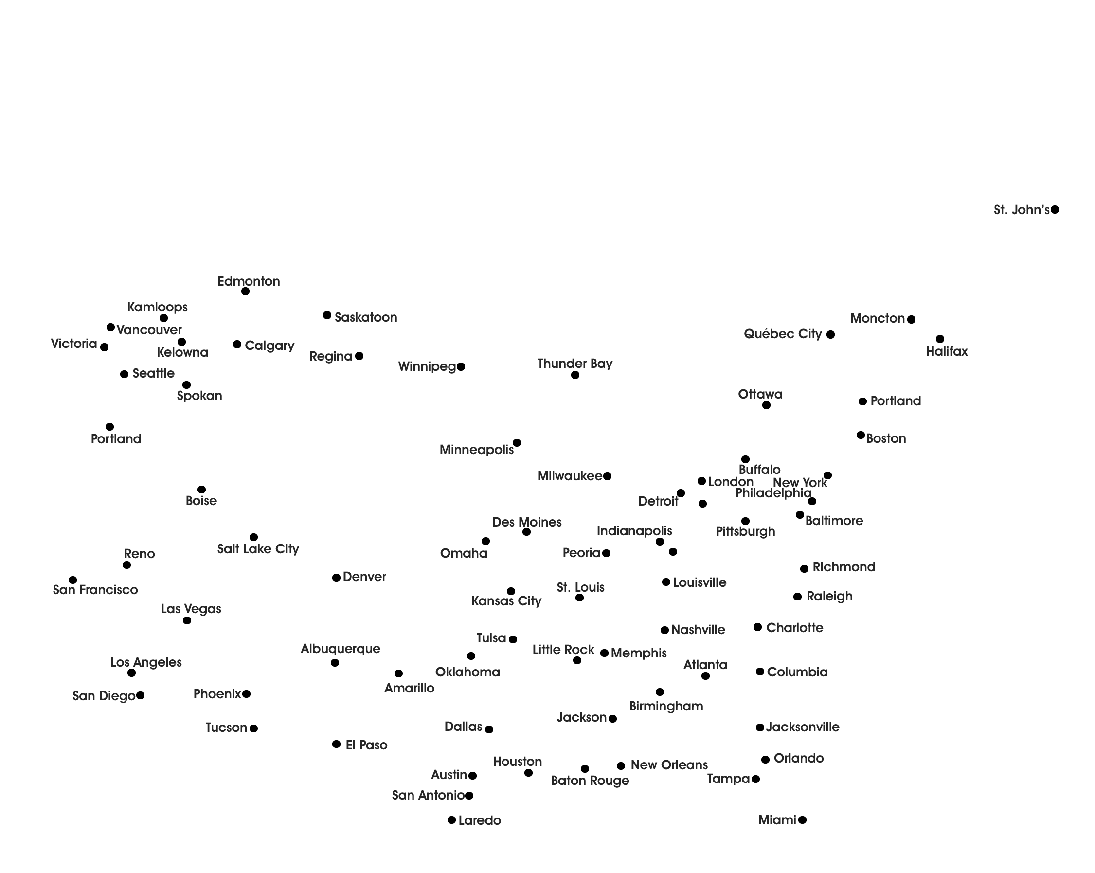 Canada, USA, North America Cities